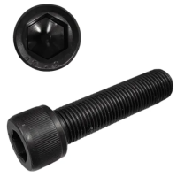 Винт М10х1,25х20 с мелкой резьбой, цилиндрической головкой и внутренним шестигранником DIN 912 класс прочности 12.9 оксидированная сталь